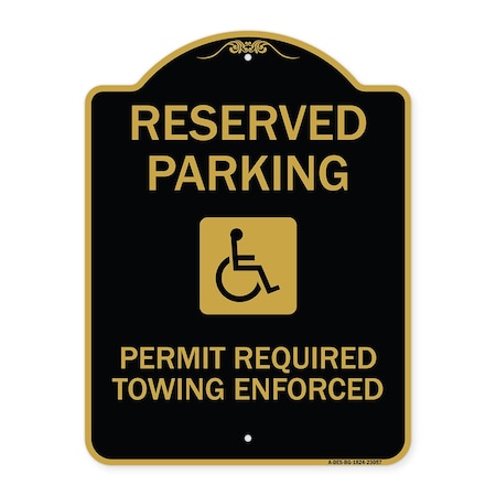 Signmission Reserved Parking Permit Required Towing Enforced W/ Graphic Alum Sign, 18" x 24", BG-1824-23057 A-DES-BG-1824-23057